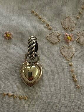 David Yurman Two-Tone Heart Charm Pendant in Silver and Gold